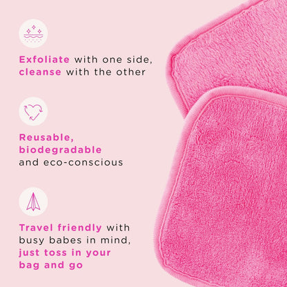 ERASE YOUR FACE Makeup Remover Cloths - Reusable Microfiber Face Towels, 8 Count, Dual-Sided Design, Water Activated, Great Gift Avelisse