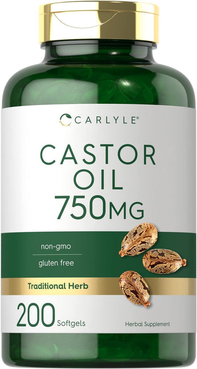 Carlyle Castor Oil 750mg Softgels – 200 Count | Non-GMO, Gluten Free Herbal Supplement Avelisse