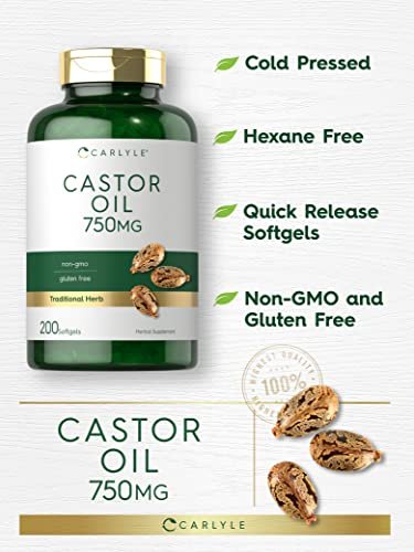 Carlyle Castor Oil 750mg Softgels – 200 Count | Non-GMO, Gluten Free Herbal Supplement Avelisse