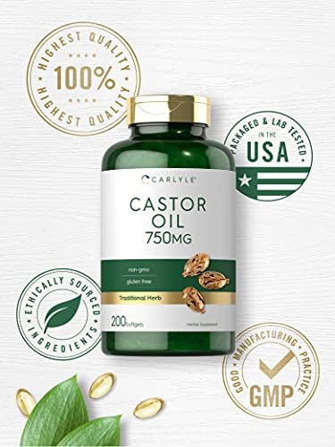 Carlyle Castor Oil 750mg Softgels – 200 Count | Non-GMO, Gluten Free Herbal Supplement Avelisse