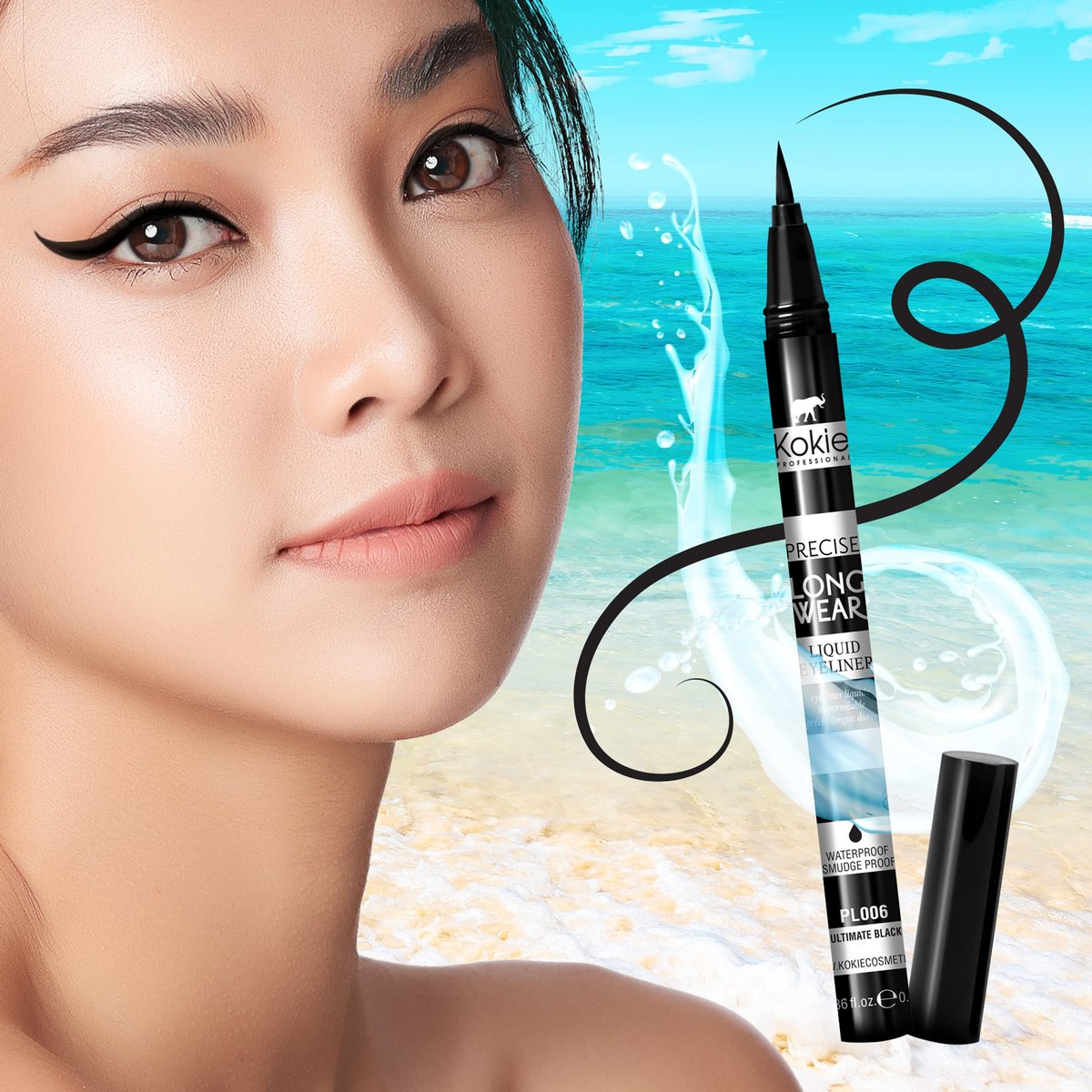 Kokie Precise Longwear Liquid Eyeliner - Waterproof & Smudge Proof - Black - görsel 10
