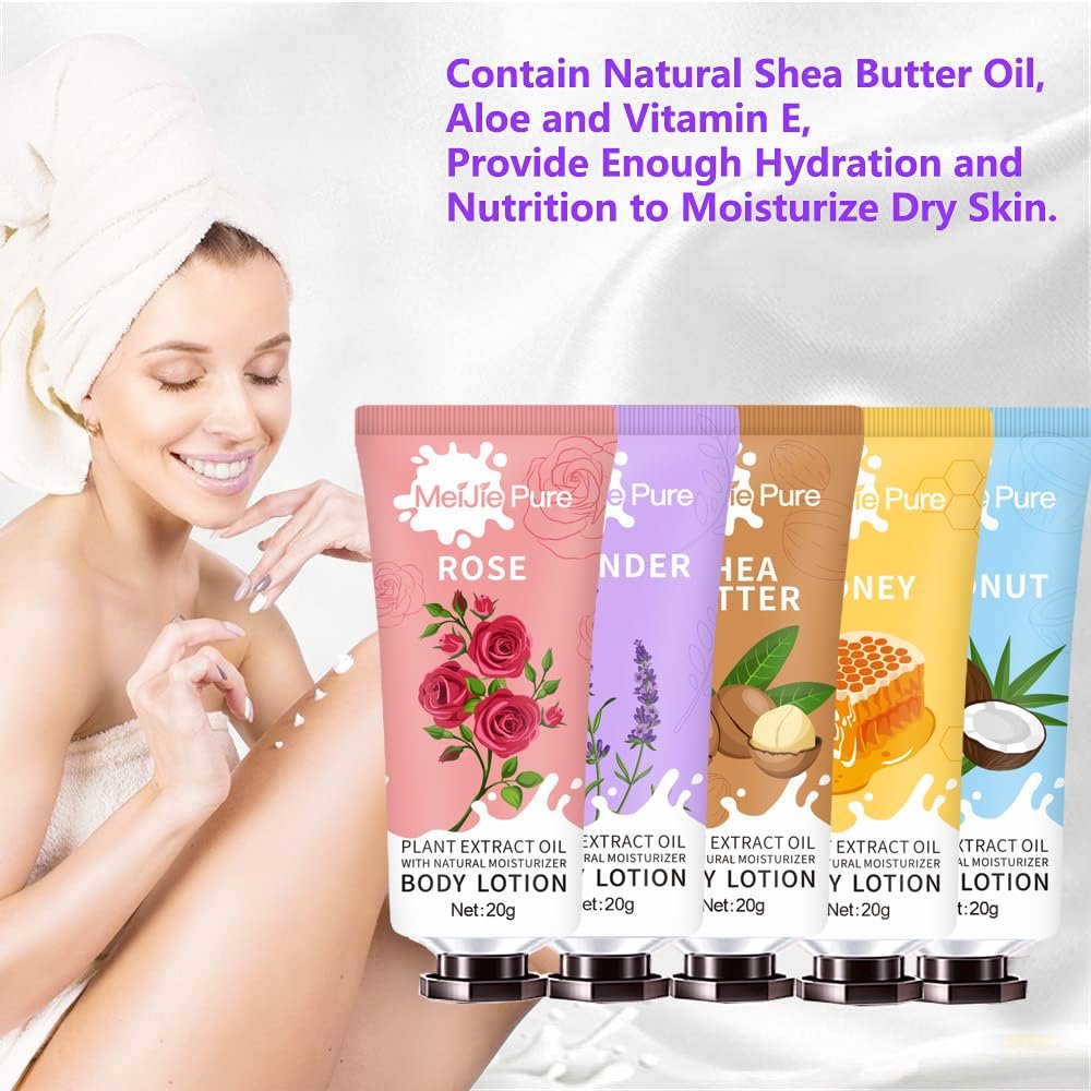 20 Pack Lotion for Women - Travel Size Body Moisturizer with Shea Butter, Natural Fragrances (Shea Butter, Aloe, Rose, Honey, Cherry Blossom) - görsel 7