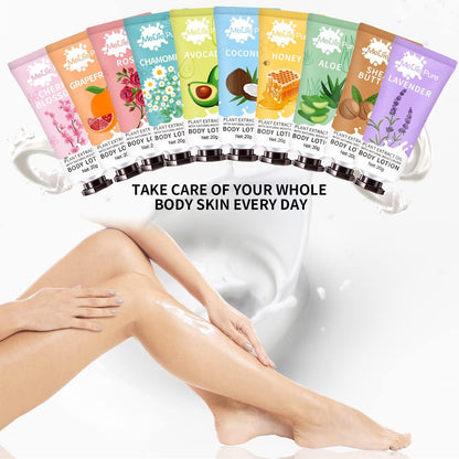 20 Pack Lotion for Women - Travel Size Body Moisturizer with Shea Butter, Natural Fragrances (Shea Butter, Aloe, Rose, Honey, Cherry Blossom)