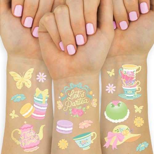 xo, Fetti Tea Party Temporary Tattoos - 48 Glitter Styles for Kids & Adults | Tea Party Birthday Supplies, Crafts, Easter, Mother's Day - görsel 1