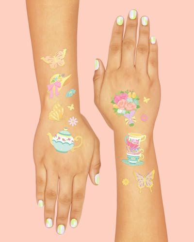 xo, Fetti Tea Party Temporary Tattoos - 48 Glitter Styles for Kids & Adults | Tea Party Birthday Supplies, Crafts, Easter, Mother's Day - görsel 7