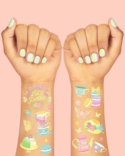 xo, Fetti Tea Party Temporary Tattoos - 48 Glitter Styles for Kids & Adults | Tea Party Birthday Supplies, Crafts, Easter, Mother's Day - görsel 5