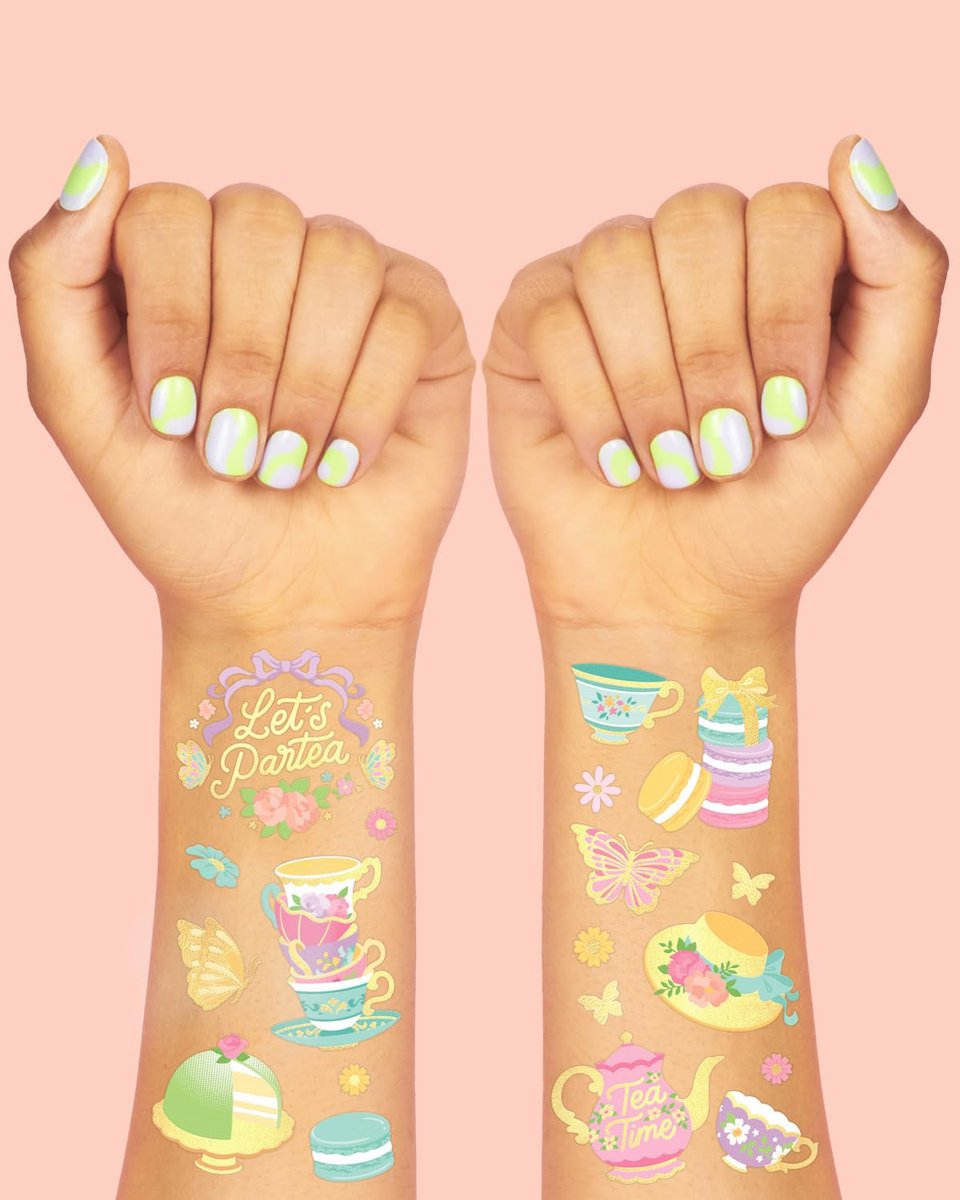 xo, Fetti Tea Party Temporary Tattoos - 48 Glitter Styles for Kids & Adults | Tea Party Birthday Supplies, Crafts, Easter, Mother's Day - görsel 6