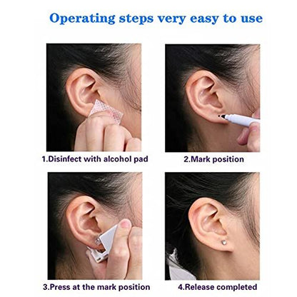 YWDKJGS Ear Piercing Kit - 4 Pack Surgical Steel Stud Earrings for Safe DIY Piercing (Silver)