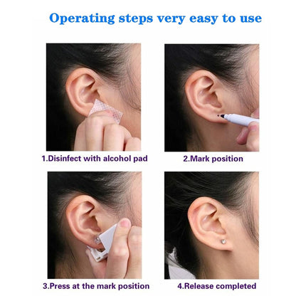 YWDKJGS Ear Piercing Kit - 4 Pack Surgical Steel Stud Earrings for Safe DIY Piercing (Silver)