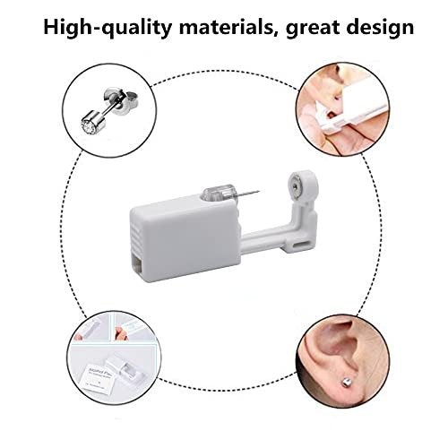 YWDKJGS Ear Piercing Kit - 4 Pack Surgical Steel Stud Earrings for Safe DIY Piercing (Silver) - görsel 4