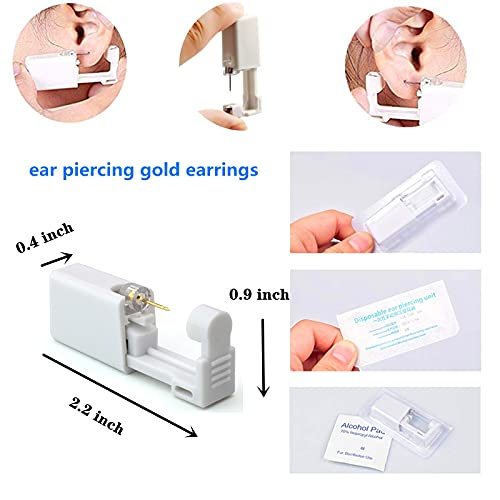 4-Pack Ear Piercing Kit with Surgical Steel Stud Earrings - Gold (12 Pieces) - görsel 6