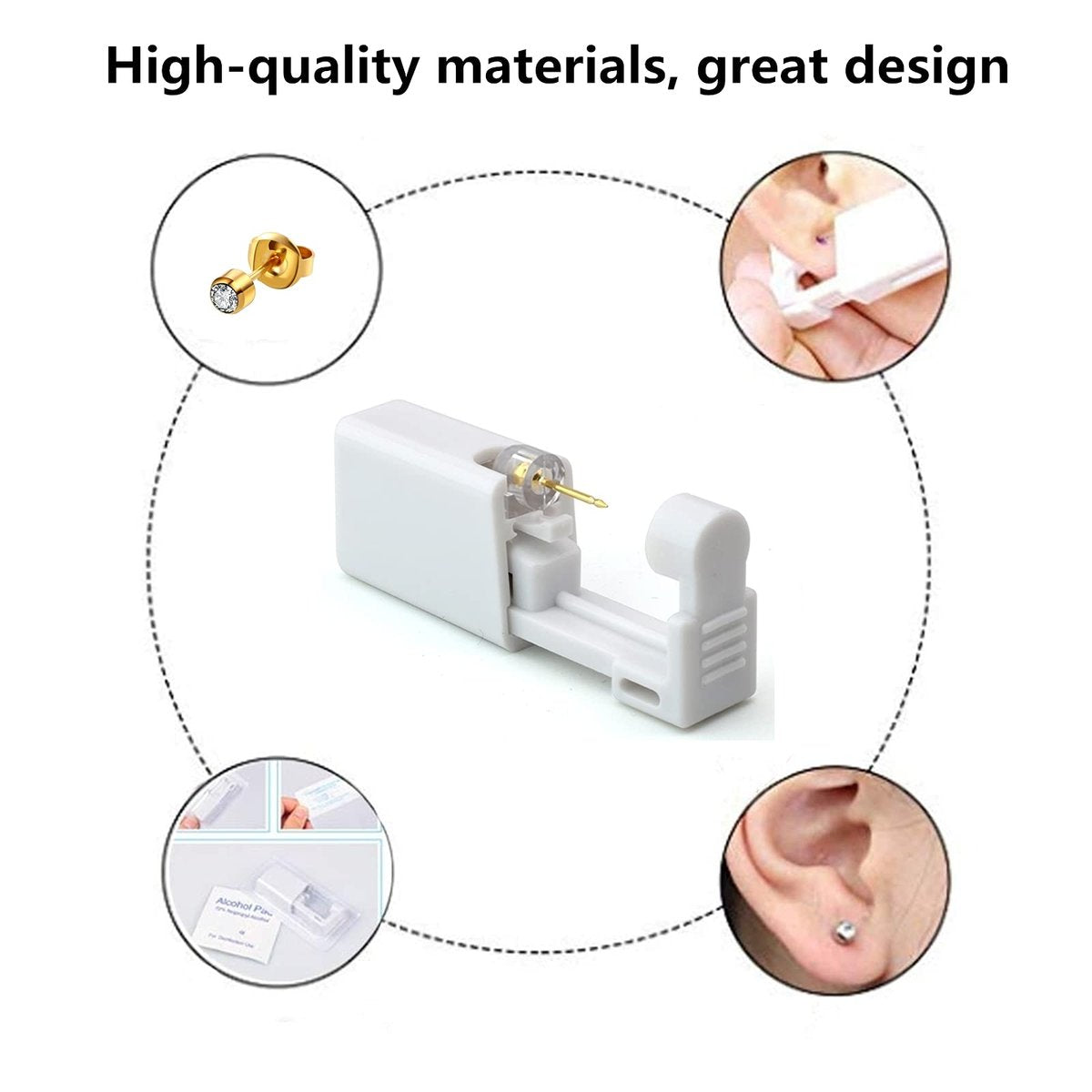 4-Pack Ear Piercing Kit with Surgical Steel Stud Earrings - Gold (12 Pieces) - görsel 3