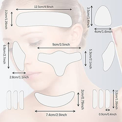 Maitys 16-Piece Silicone Face Patches - Reusable Anti-Wrinkle Gel Pads for Forehead, Smile Lines, Eyes, Neck, and More