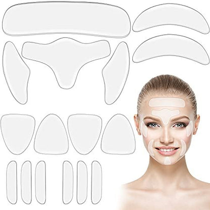 Maitys 16-Piece Silicone Face Patches - Reusable Anti-Wrinkle Gel Pads for Forehead, Smile Lines, Eyes, Neck, and More