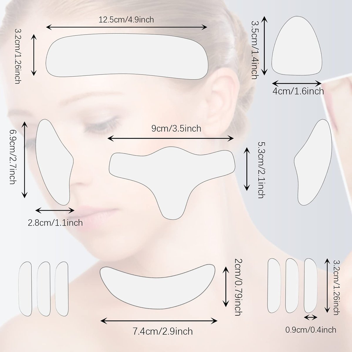 Maitys 16-Piece Silicone Face Patches - Reusable Anti-Wrinkle Gel Pads for Forehead, Smile Lines, Eyes, Neck, and More - görsel 3