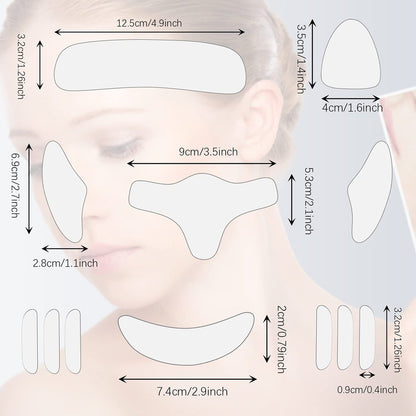 Maitys 16-Piece Silicone Face Patches - Reusable Anti-Wrinkle Gel Pads for Forehead, Smile Lines, Eyes, Neck, and More