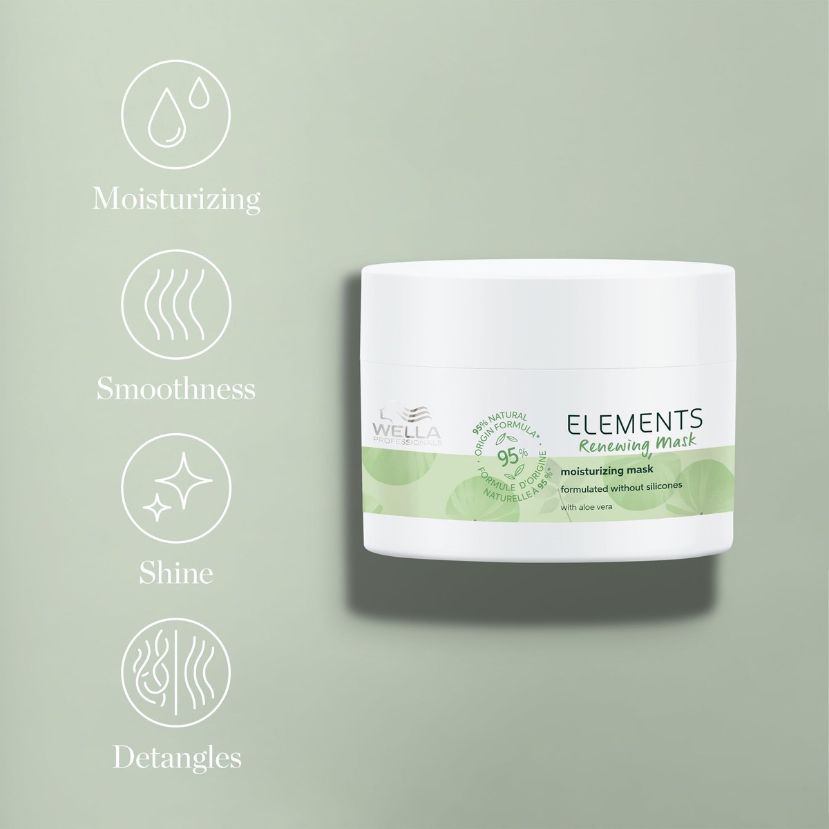 Wella Professionals Elements Renewing Moisturizing Mask with Aloe Vera | Gentle for All Hair Types | Sulfate & Silicone Free | 5.07 Fl Oz - görsel 11