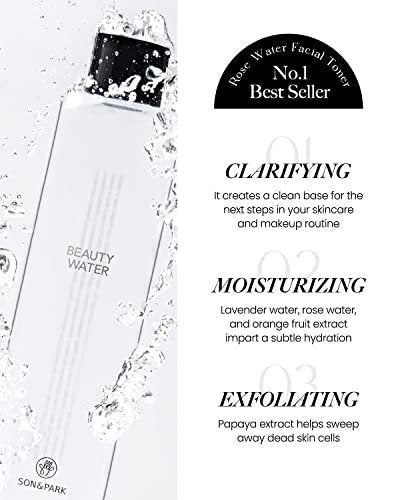 Son&Park Beauty Water 340ml (11.49 fl.oz) – Daily Cleansing Water & Exfoliating Toner with Rose Water, Witch Hazel & Lavender Oil – Hydrating Skin Booster, Oil Control Avelisse