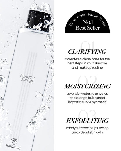 Son&Park Beauty Water 340ml (11.49 fl.oz) – Daily Cleansing Water & Exfoliating Toner with Rose Water, Witch Hazel & Lavender Oil – Hydrating Skin Booster, Oil Control Avelisse