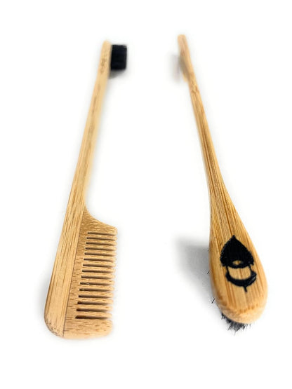 2-in-1 Sapling Mustache Brush & Comb (2-Pack) – Boar Bristle & Bamboo by Green Beard Grmng Avelisse