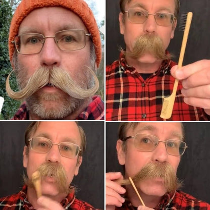 2-in-1 Sapling Mustache Brush & Comb (2-Pack) – Boar Bristle & Bamboo by Green Beard Grmng Avelisse