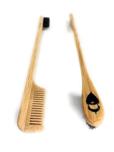 2-in-1 Sapling Mustache Brush & Comb (2-Pack) – Boar Bristle & Bamboo by Green Beard Grmng Avelisse