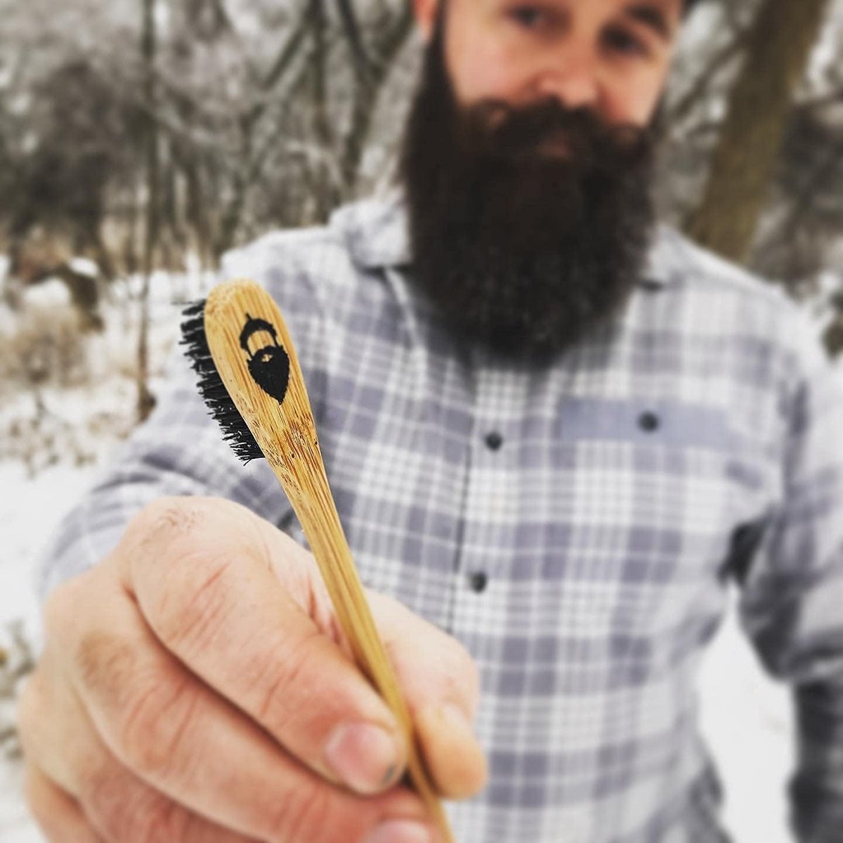 2-in-1 Sapling Mustache Brush & Comb (2-Pack) – Boar Bristle & Bamboo by Green Beard Grmng Avelisse