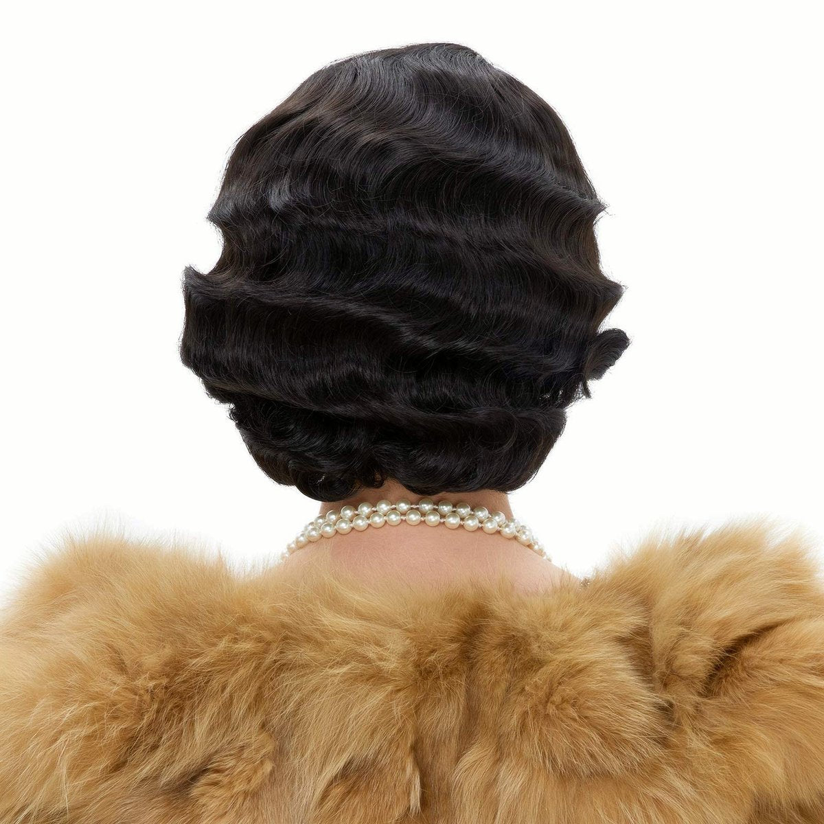 REEWES Long 1920s Finger Wave Wig - Vintage Curly Short Synthetic Hair Wig for Women, Cosplay Costume Fancy Dress with Wig Cap (Black) - görsel 13