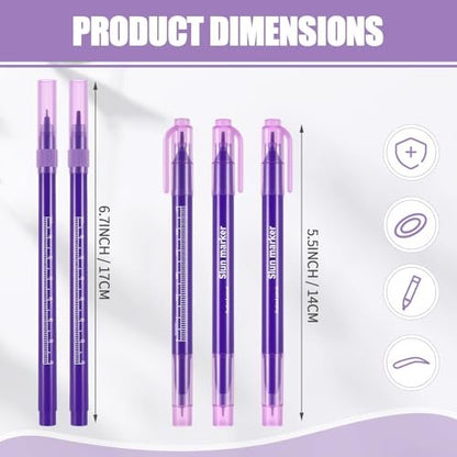 Zonon 5 Pieces Tattoo Tip Markers – Skin Marker Pens for Eyebrow, Lips & Body Art (0.5 mm & 1 mm Tips, Single & Double Heads)