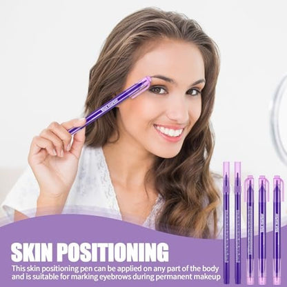 Zonon 5 Pieces Tattoo Tip Markers – Skin Marker Pens for Eyebrow, Lips & Body Art (0.5 mm & 1 mm Tips, Single & Double Heads)