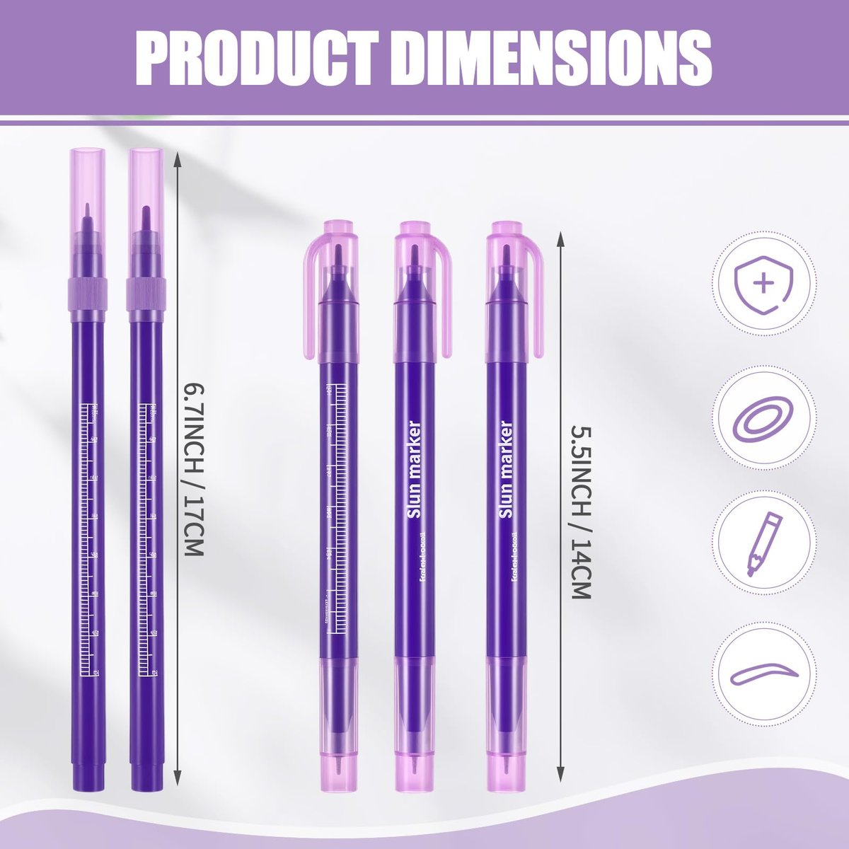 Zonon 5 Pieces Tattoo Tip Markers – Skin Marker Pens for Eyebrow, Lips & Body Art (0.5 mm & 1 mm Tips, Single & Double Heads) - görsel 3
