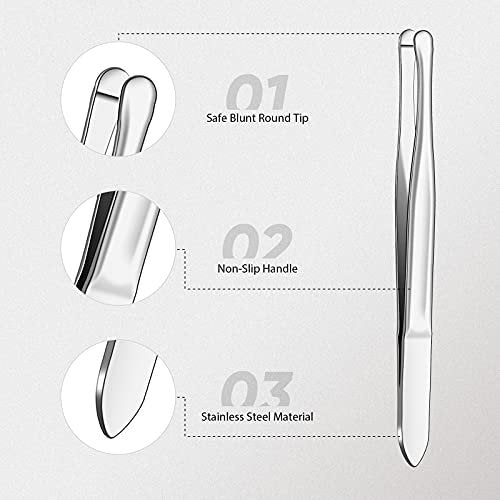 Honoson 3-Pack Stainless Steel Round Tip Blunt Tip Tweezers for Eyebrow Hair Removal - Precision Makeup Cosmetic Tool for Women - görsel 4
