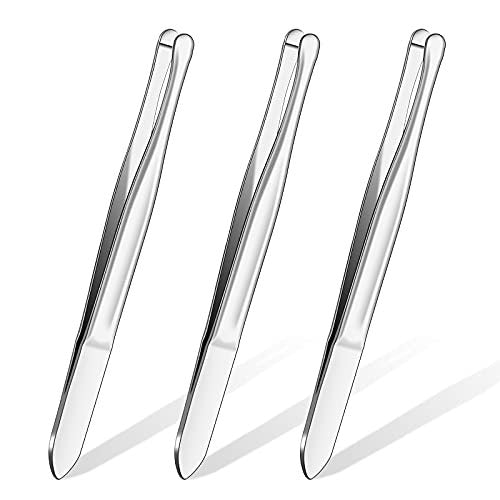 Honoson 3-Pack Stainless Steel Round Tip Blunt Tip Tweezers for Eyebrow Hair Removal - Precision Makeup Cosmetic Tool for Women - görsel 2