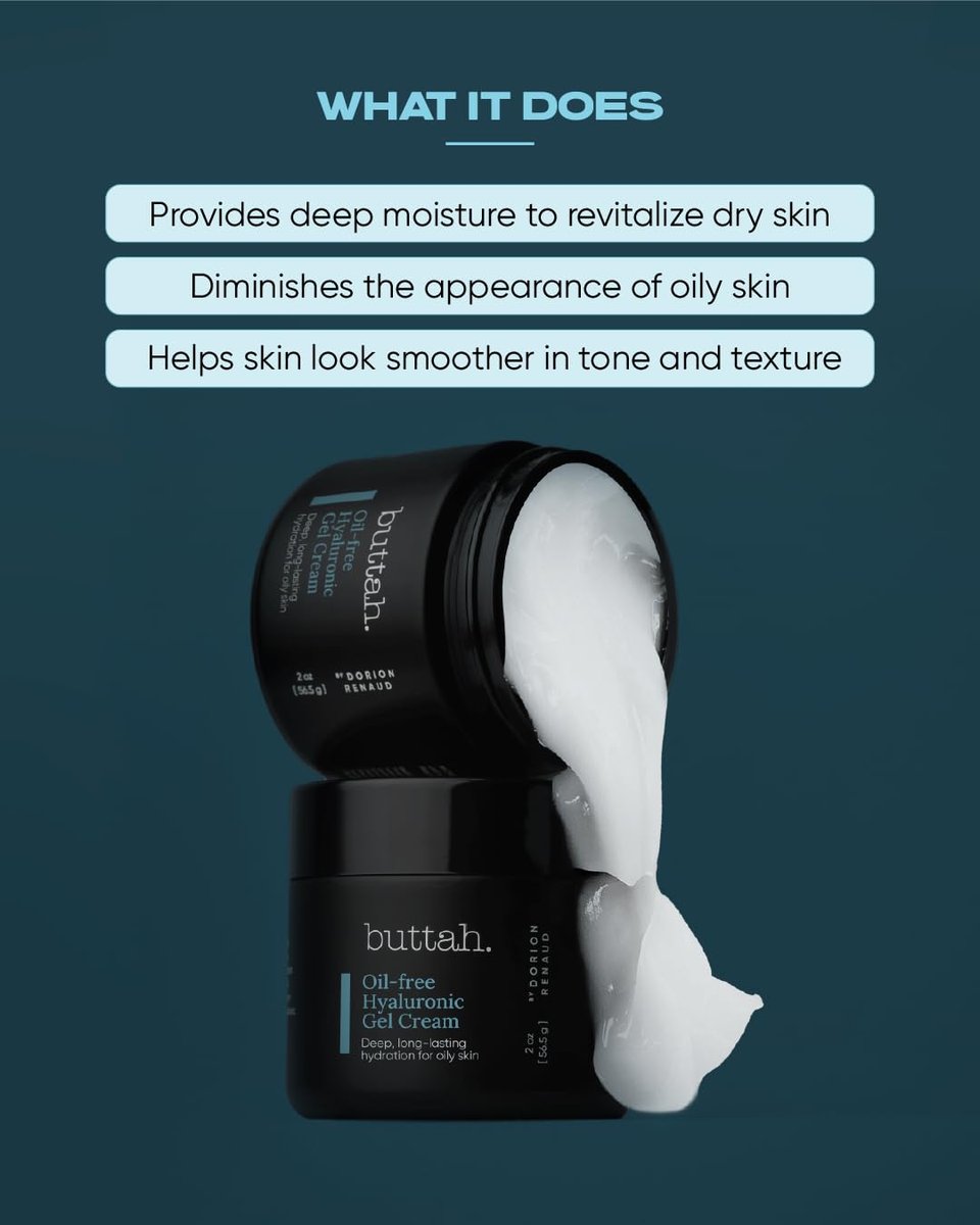 Buttah Skin by Dorion Renaud Oil-Free Hyaluronic Gel Cream - 2 oz Daily Moisturizer for Deep Hydration - görsel 7