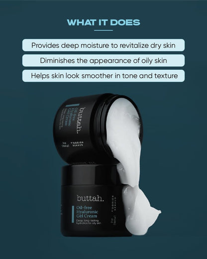 Buttah Skin by Dorion Renaud Oil-Free Hyaluronic Gel Cream - 2 oz Daily Moisturizer for Deep Hydration