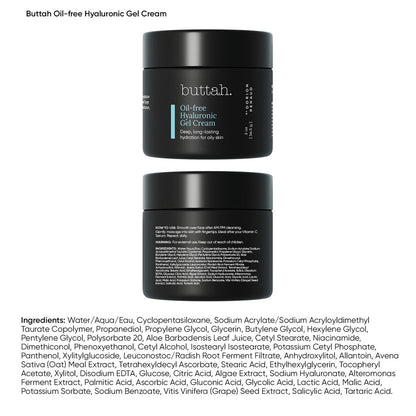 Buttah Skin by Dorion Renaud Oil-Free Hyaluronic Gel Cream - 2 oz Daily Moisturizer for Deep Hydration