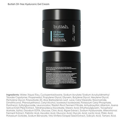 Buttah Skin by Dorion Renaud Oil-Free Hyaluronic Gel Cream - 2 oz Daily Moisturizer for Deep Hydration