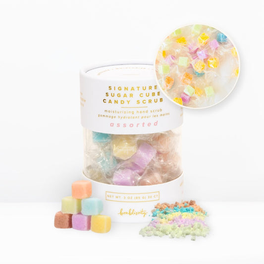 Bonblissity Sugar Cubes Candy Scrub – 30-Piece Exfoliating Body Scrub Gift Set with Assorted Scents, Gentle Hand, Feet & Body Exfoliator That Turns into Lotion, Travel Size Spa Gifts for Women & Men Avelisse