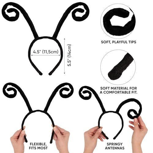 Funcredible Bug Antenna Headband & Glasses – Insect Costume Headwear for Adults – Black 2-Piece Set for Halloween, Festivals, Concerts & Cosplay - görsel 4