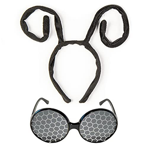 Funcredible Bug Antenna Headband & Glasses – Insect Costume Headwear for Adults – Black 2-Piece Set for Halloween, Festivals, Concerts & Cosplay - görsel 2