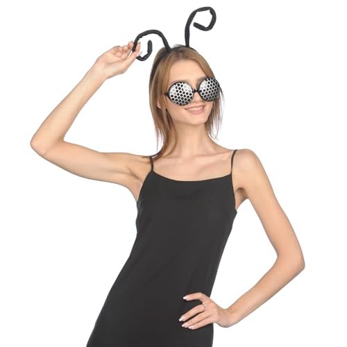 Funcredible Bug Antenna Headband & Glasses – Insect Costume Headwear for Adults – Black 2-Piece Set for Halloween, Festivals, Concerts & Cosplay - görsel 9