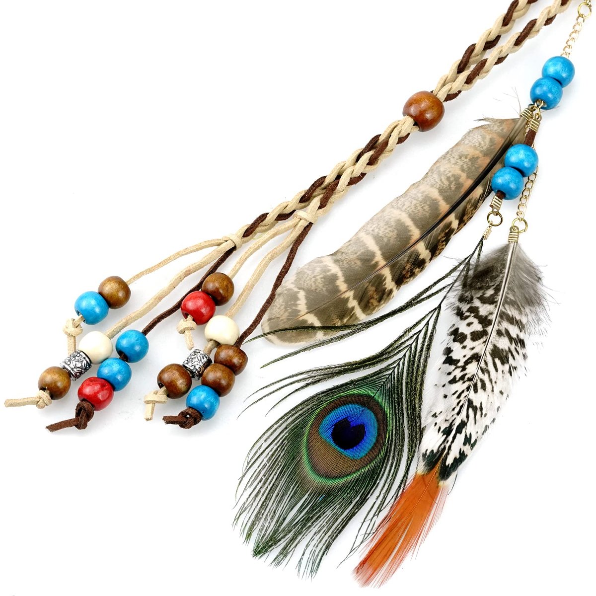 Boho Feather Headbands for Women - Indian Feather Headpiece Festival Costume Hair Accessories - görsel 14
