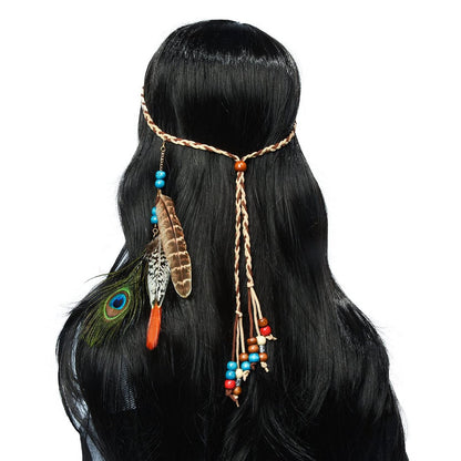 Boho Feather Headbands for Women - Indian Feather Headpiece Festival Costume Hair Accessories
