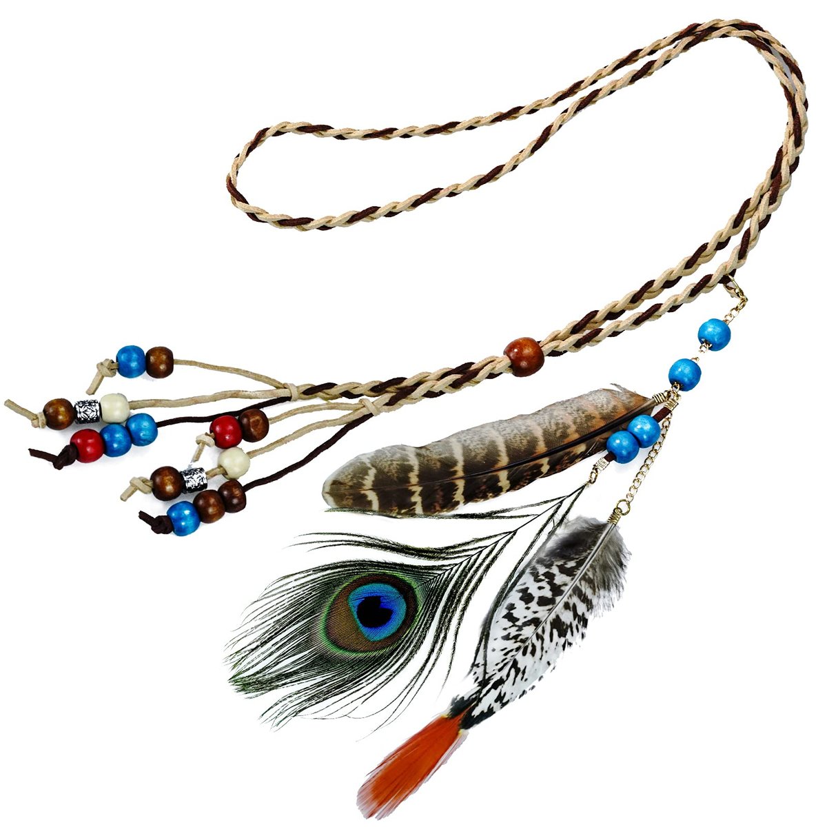 Boho Feather Headbands for Women - Indian Feather Headpiece Festival Costume Hair Accessories - görsel 8