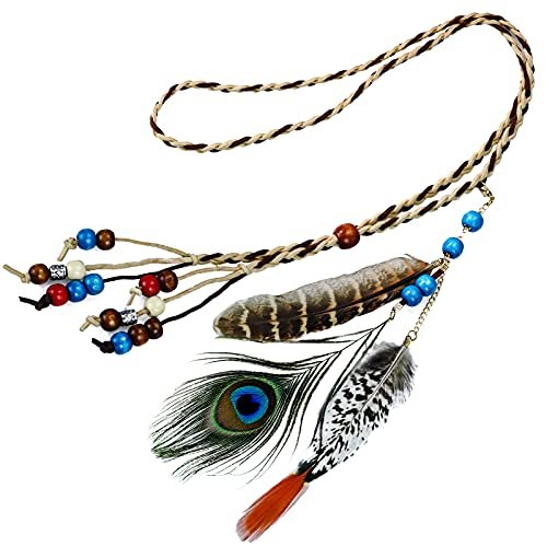 Boho Feather Headbands for Women - Indian Feather Headpiece Festival Costume Hair Accessories - görsel 7