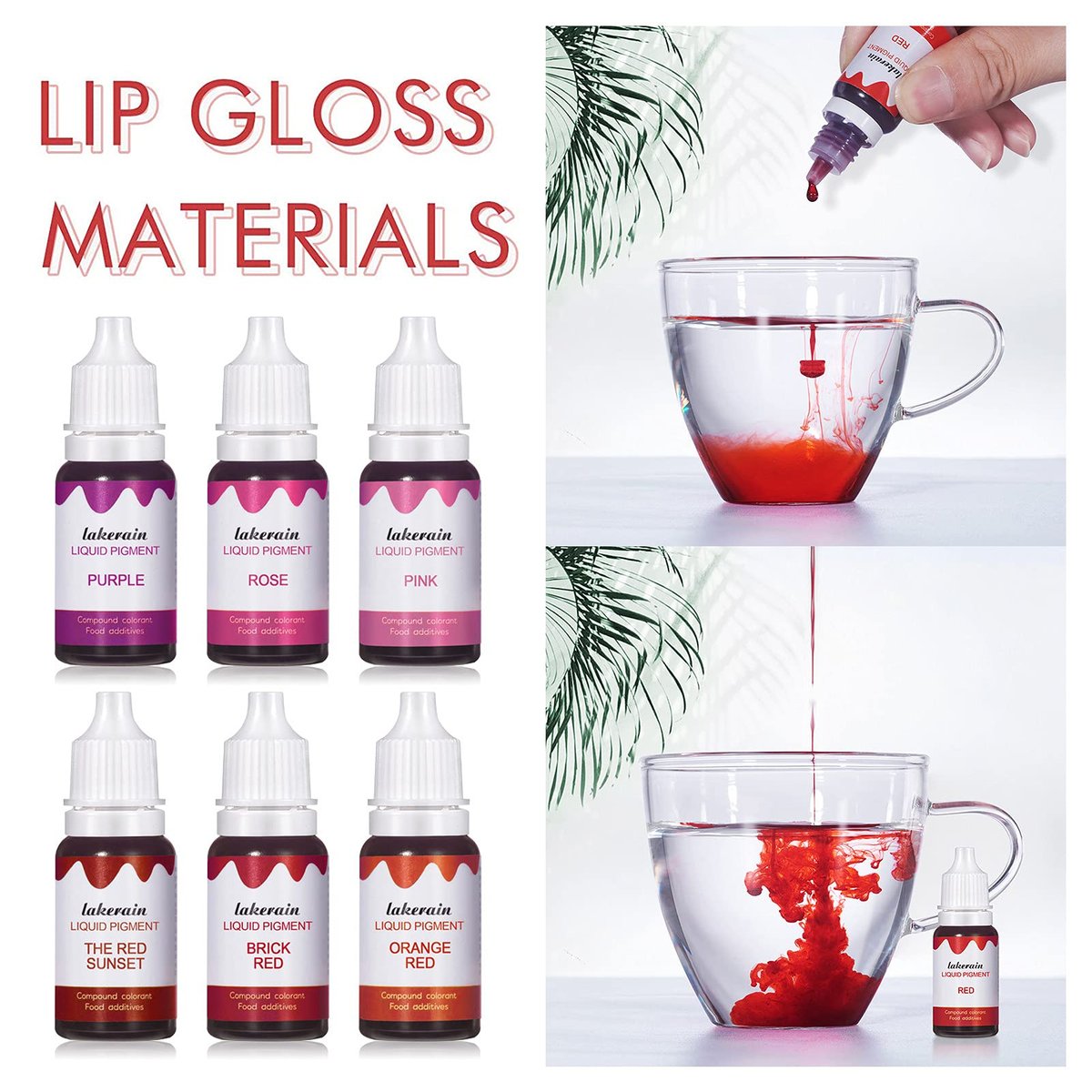 BONNIE CHOICE 12 Colors Liquid Lip Gloss Pigment Set - DIY Lipstick Colorant for Lip Gloss Base, Edible Plant-Based Dye Avelisse