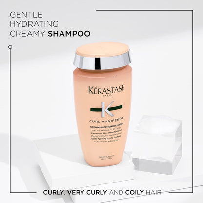 KÉRASTASE Curl Manifesto Hydratation Douceur Shampoo - Hydrates & Softens Wavy, Curly & Coily Hair, Removes Build Up, Reduces Frizz, 8.5 Fl Oz