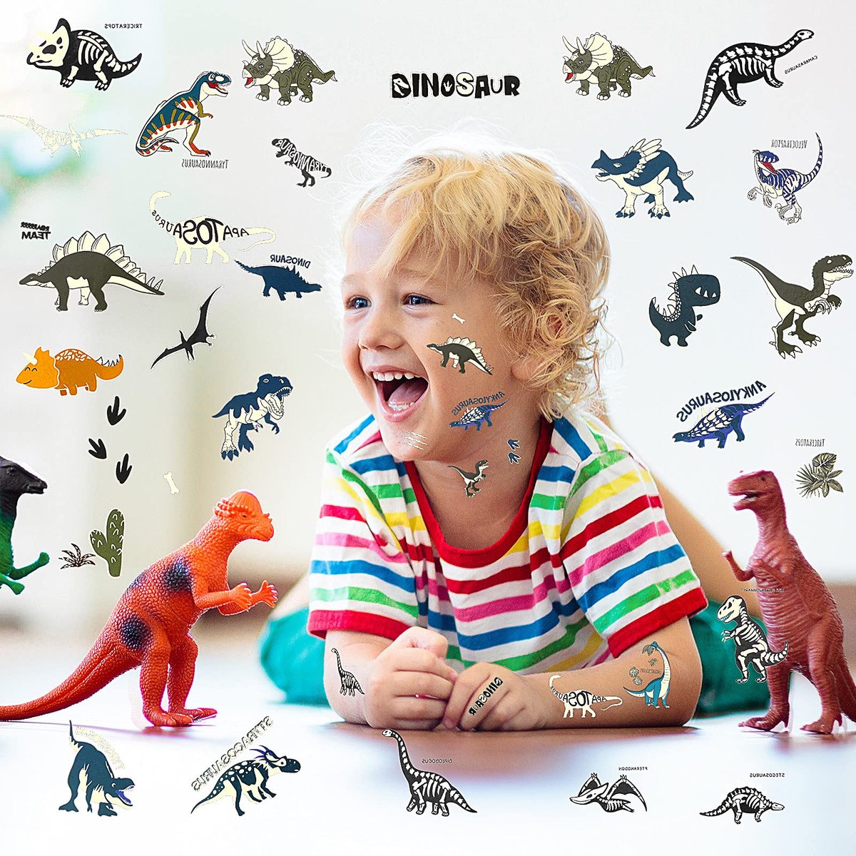Zonon Glow Dinosaur Temporary Tattoos for Kids - Glow in Dark Luminous Dino Tattoo Stickers for Halloween, Dinosaur Theme Birthday Party Favors & Gifts - görsel 11