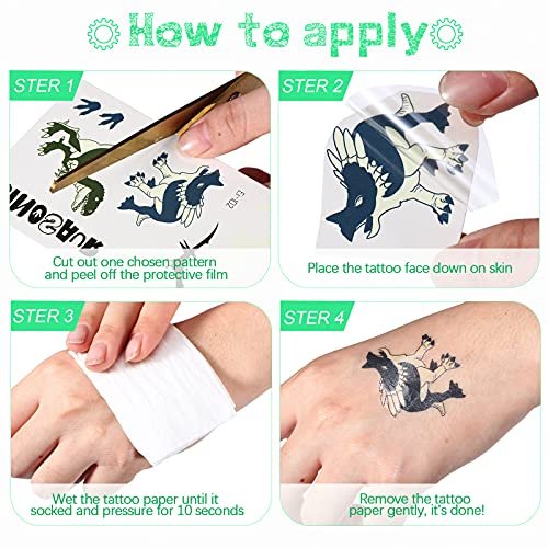 Zonon Glow Dinosaur Temporary Tattoos for Kids - Glow in Dark Luminous Dino Tattoo Stickers for Halloween, Dinosaur Theme Birthday Party Favors & Gifts - görsel 10