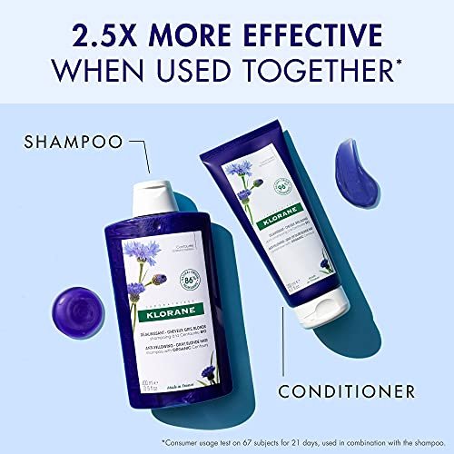 Klorane Plant-Based Purple Conditioner with Centaury - Brightens Blonde, Gray & White Hair - Neutralizes Yellow & Copper Tones - Paraben, Silicone & Sulfate Free - 6.7 fl oz Avelisse